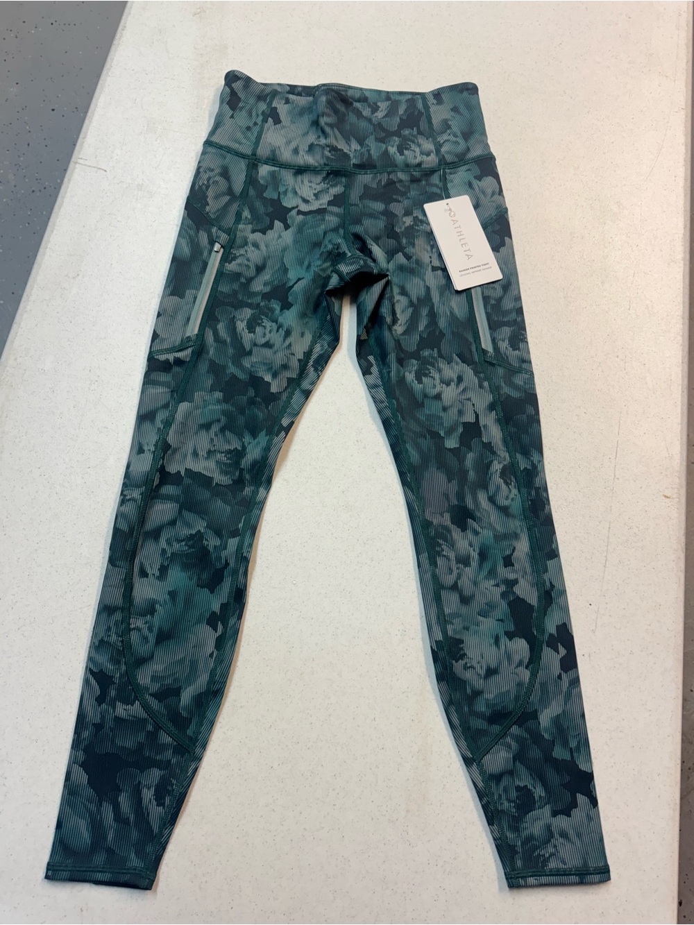 Athleta Floral Print Teal Leggings